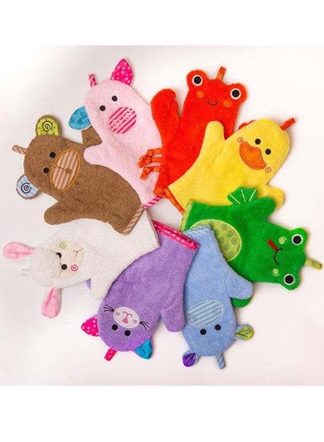 ZOOCCHINI Bath Mitt for Kids – 100% Cotton Terry with Soft Lining, Playful Animal Puppet Design for Fun Bathtime, One Size (5” x 9.25”), Elle The Elephant - Image 2